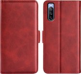 Sony Xperia 5 IV Hoesje - MobyDefend Luxe Wallet Book Case (Sluiting Zijkant) - Rood - GSM Hoesje - Telefoonhoesje Geschikt Voor Sony Xperia 5 IV