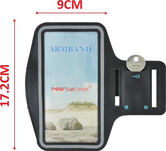 Pearlycase sportarmband hoesje voor iPhone - universeel 5.8 t/m 6.5 inch - hardloop armband telefoon - telefoonhouder zwart - Pearlycase