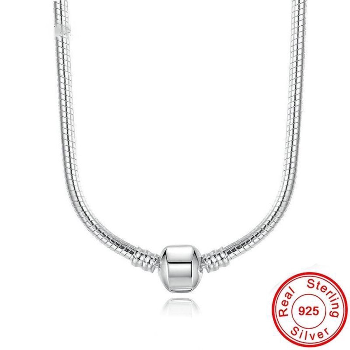 Fler® | Halsketting 925 Sterling Zilver | 925 Sterling Zilver Halsketting | geschikt voor alle populaire bedelcollecties | lengte 45 cm | Kerstcadeau, Sinterklaas kado en Valentijnsdag Cadeau, Vriendschap, Verjaardagsgeschenk