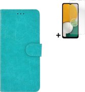 MoDo hoesje Geschikt voor Samsung Galaxy A04 - Kunstleer Book Case - Turquoise hoesje met screenprotector