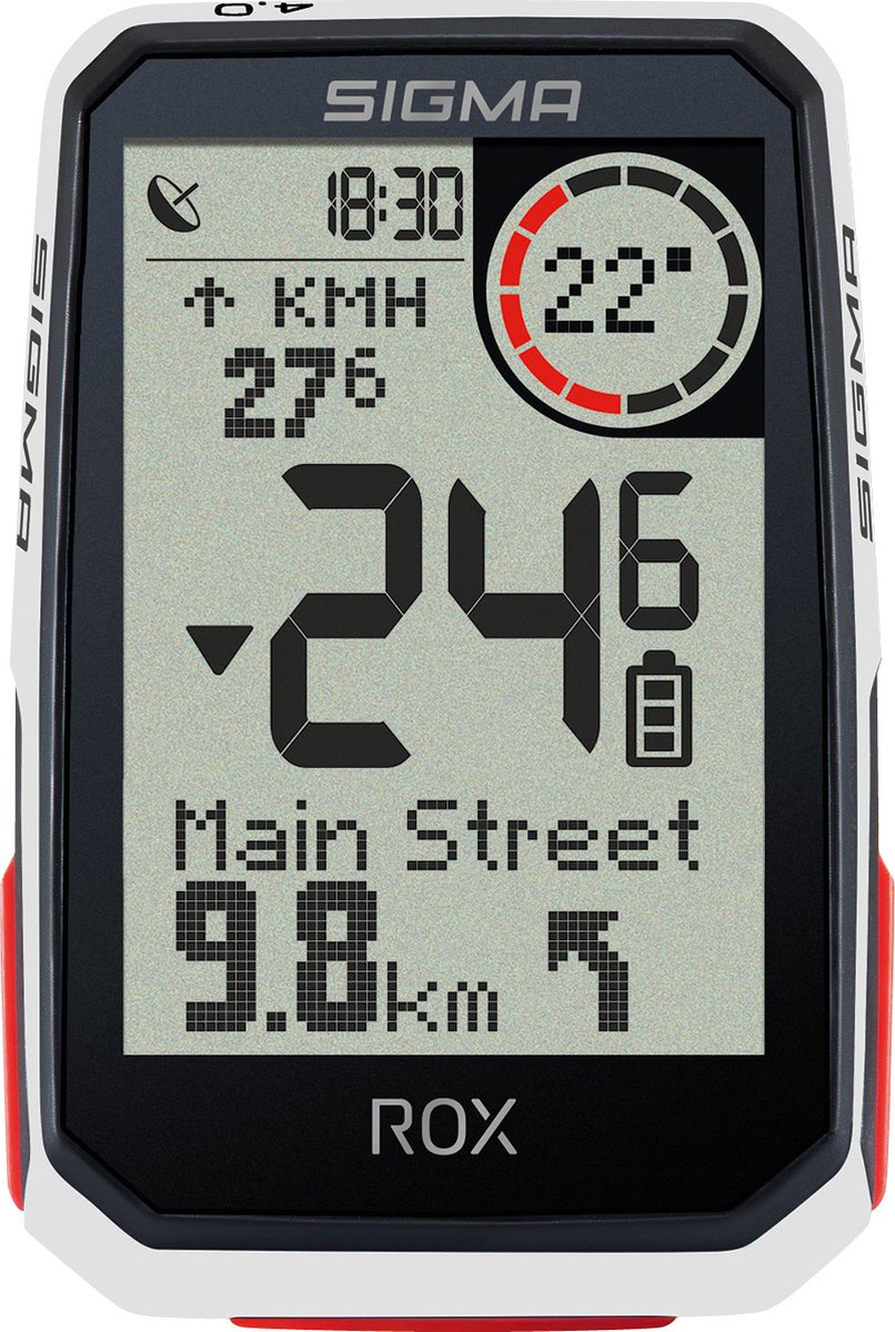 Sigma ROX 4.0 GPS Fietscomputer - Wit - HR + Cad/Snelhd. sensoren top mount set