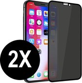 Screenz® - PRIVACY Screenprotector geschikt voor iPhone X/XS/10/ 11 Pro- Tempered glass Screen protector geschikt voor iPhone X/XS/10/11 pro - Privacy Beschermglas - Privé Glasplaatje - 2 stuks