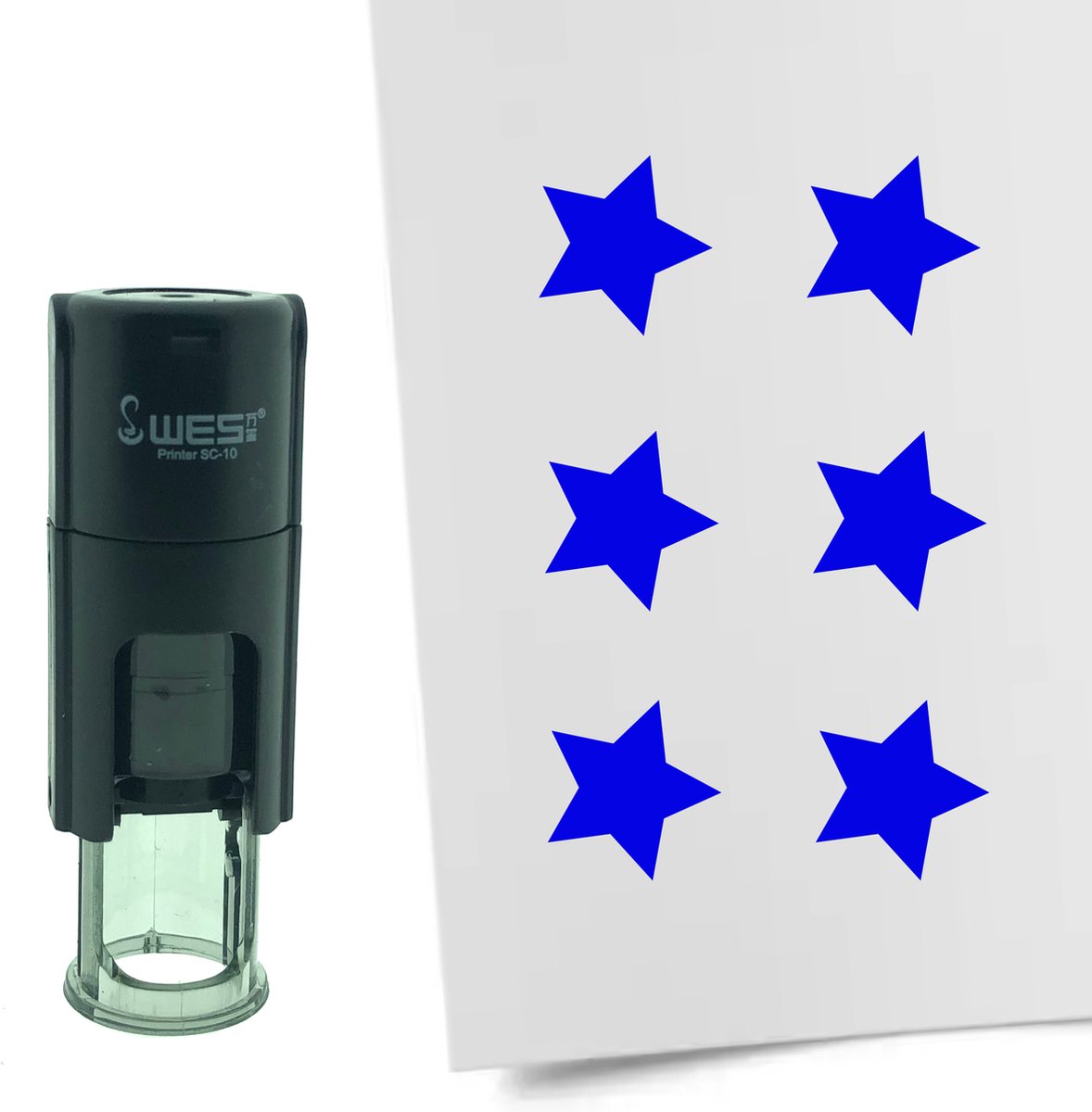 CombiCraft Stempel Ster of Sterretje 10mm rond - blauwe inkt