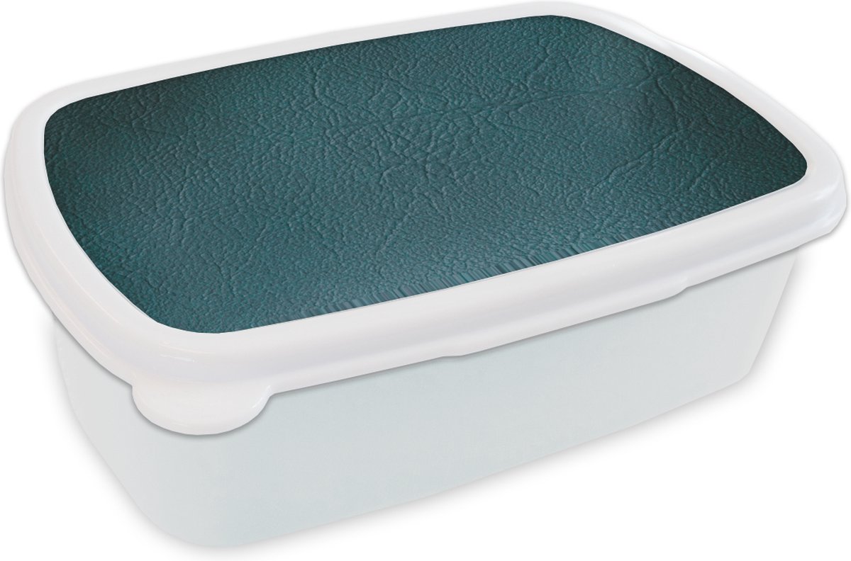 Broodtrommel Wit - Lunchbox - Brooddoos - Leer - Lederlook - Groen - Blauw - 18x12x6 cm - Volwassenen