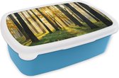 Broodtrommel Blauw - Lunchbox - Brooddoos - Bos - Zon - Bomen - Gras - Landschap - Natuur - 18x12x6 cm - Kinderen - Jongen