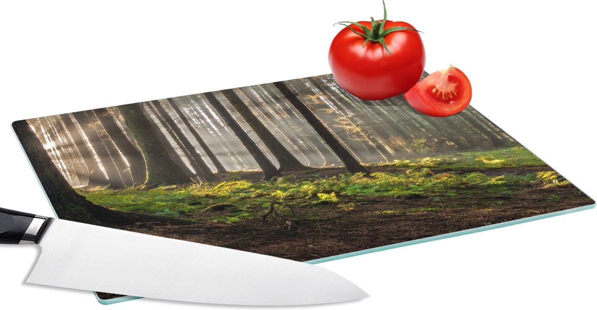 Glazen Snijplank - 28x20 - Zon - Takken - Bomen - Bos - Natuur - Snijplanken Glas