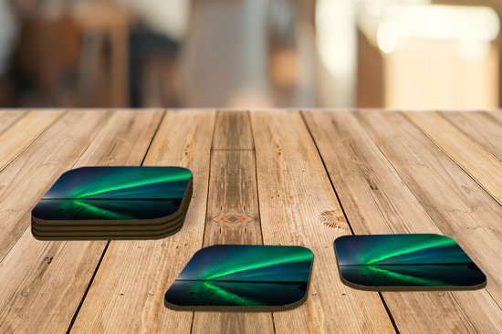 Sous-verres -verres - Aurores boréales - Islande - Ciel étoilé - 10x10 cm - 6 pièces