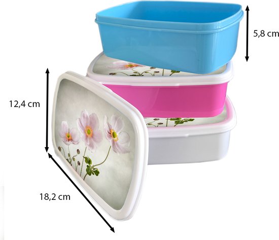 Lunch box Blauw - Lunch box - Boîte à pain - Fleurs - Nature morte - Peinture à l'huile - Coquelicot - Rose - 18x12x6 cm - Enfants - Garçon