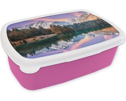 Lunch box Rose - Lunch box - Boîte à pain - Montagnes - Montagnes - Water - Ciel - Rose - Violet - 18x12x6 cm - Enfants - Fille