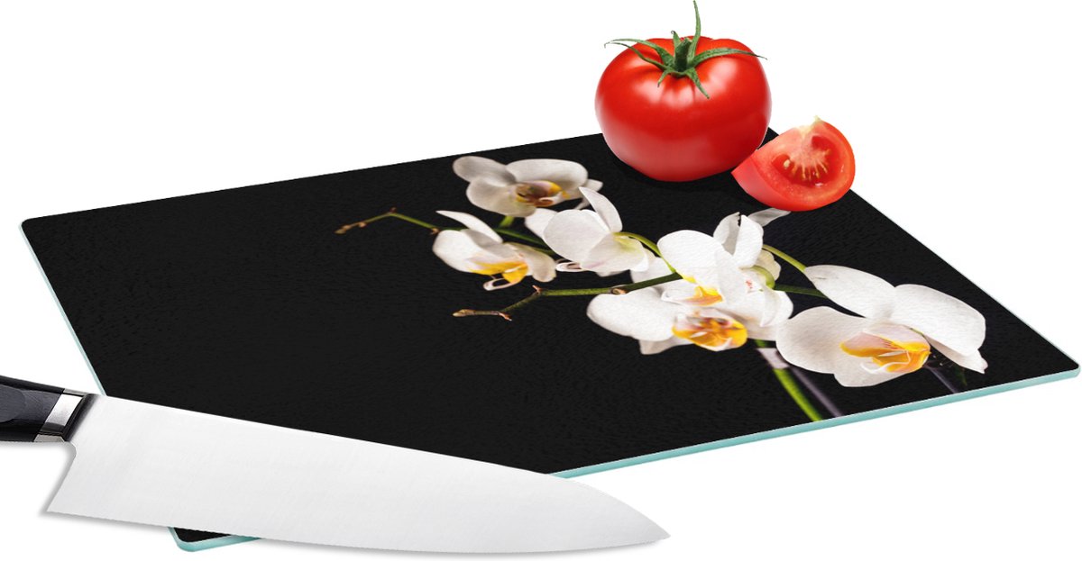 Glazen Snijplank - 28x20 - Orchidee - Bloemen - Planten - Botanisch - Snijplanken Glas