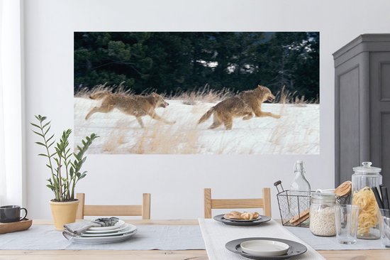 Stickers muraux - Loup - Arbre - Animaux - 120x60 cm - Film adhésif