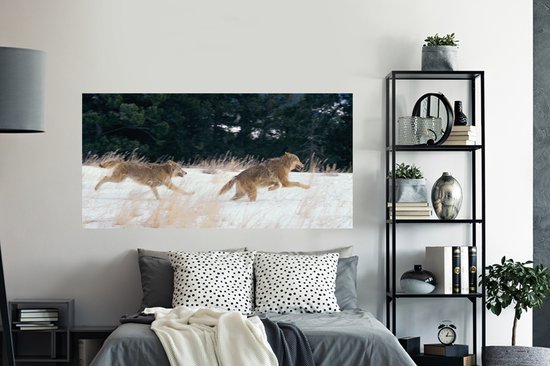 Stickers muraux - Film autocollant - Loup - Arbre - Animaux - 160x80 cm - Film adhésif - Stickers muraux Chambre d'enfant - Papier peint autocollant