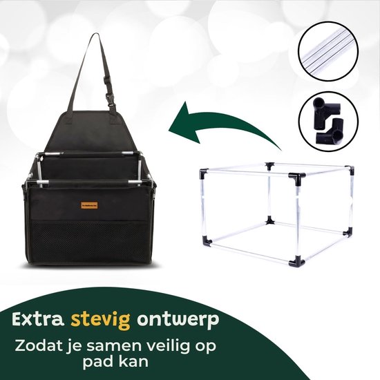 Siège auto de Luxe pour chien noir - 40x40cm Y compris sac de rangement et E-Book - Caisse de voyage pour chien - Panier de voiture pour chien - Caisse de voiture pour chien - Siège de voiture pour chien