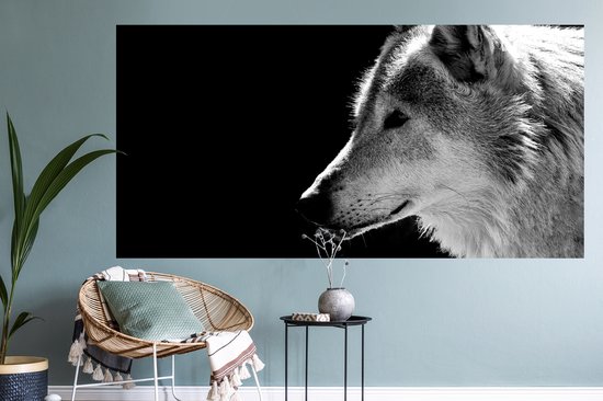 Stickers muraux - Animaux sauvages - Loup - Zwart - Wit - 160x80 cm - Feuille adhésive