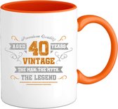 40 Jaar vintage legend - Verjaardag cadeau - Kado tip - Mok - Oranje