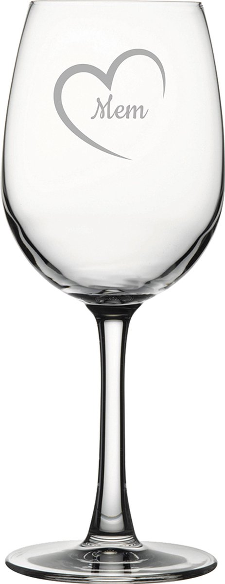 Gegraveerde witte wijnglas 36cl Mem mei hert