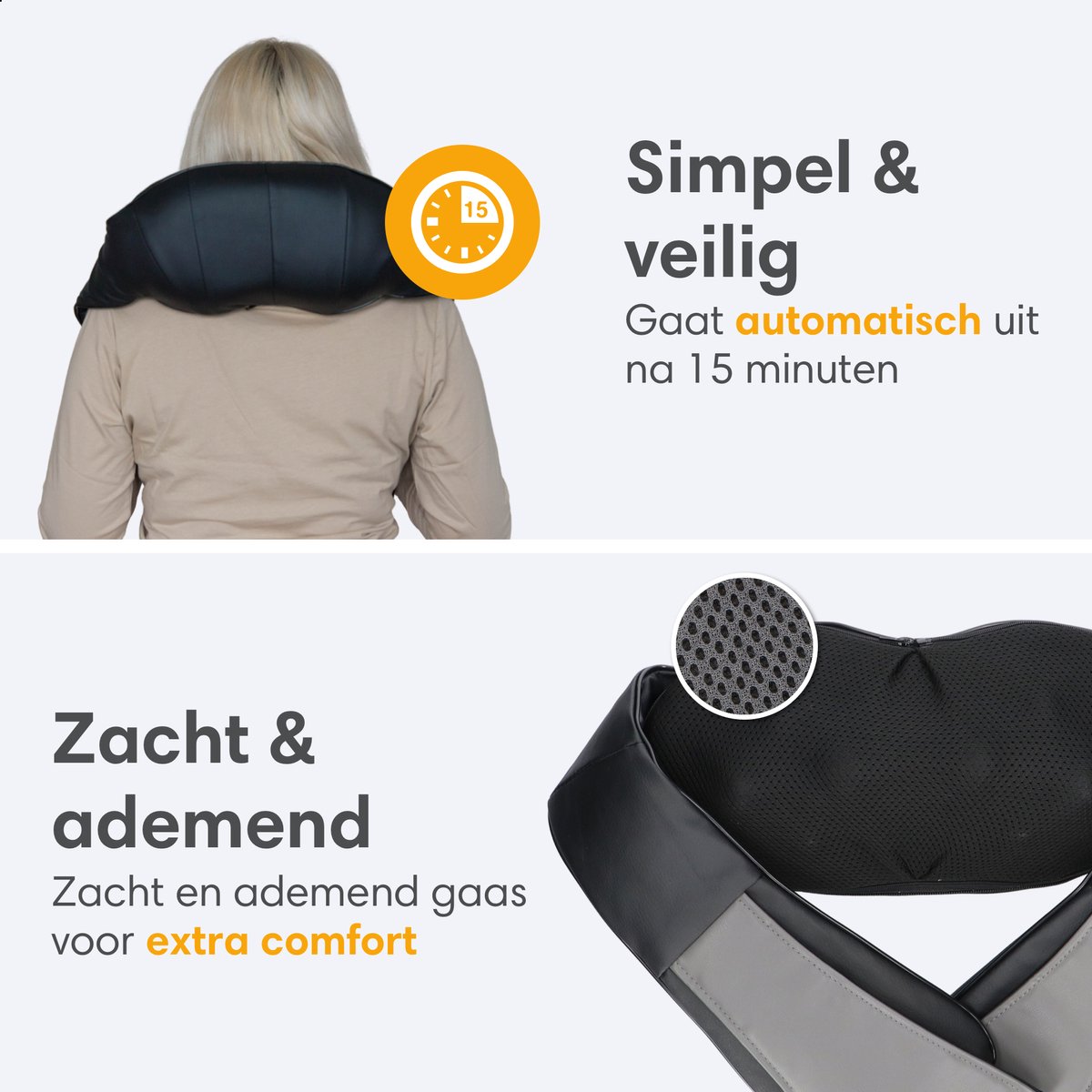 Lifeproducts Shiatsu Massagekussen - Elektrisch Nekmassage Apparaat - Massage Apparaten - Nek en Schouder Massage Apparaat - Massageapparaten met Infrarood Verwarming - Massagekussens — cadeau in Verzorging - foto 5