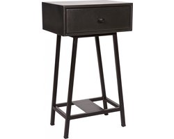 WOOOD Skybox Sidetable - Hout/Metaal - Zwart - 70x45x30