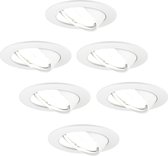 Ledvion - 6X LED Inbouwspot Amsterdam - Wit - Dimbaar - 3W - 4000K - Ø82 mm