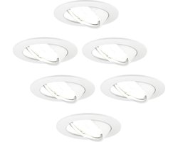Ledvion - 6X LED Inbouwspot Amsterdam - Wit - Dimbaar - 3W - 4000K - Ø82 mm