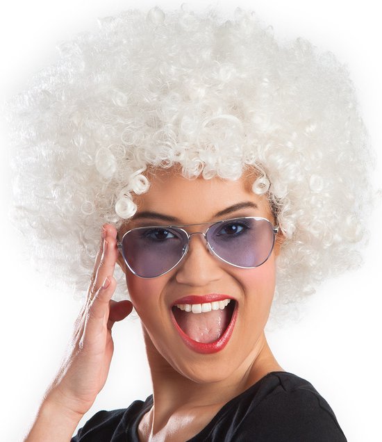 Perruque afro blanche bol