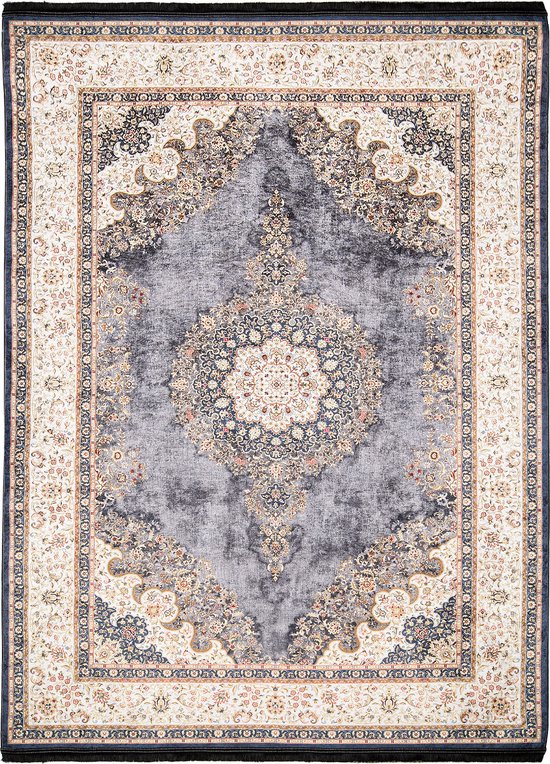 Xfrog Machine wasbaar tapijt vintage vloerkleed voor woonkamer antislip traditioneel tapijt voor kantoor keuken eetkamer grijs 120 x 170 cm