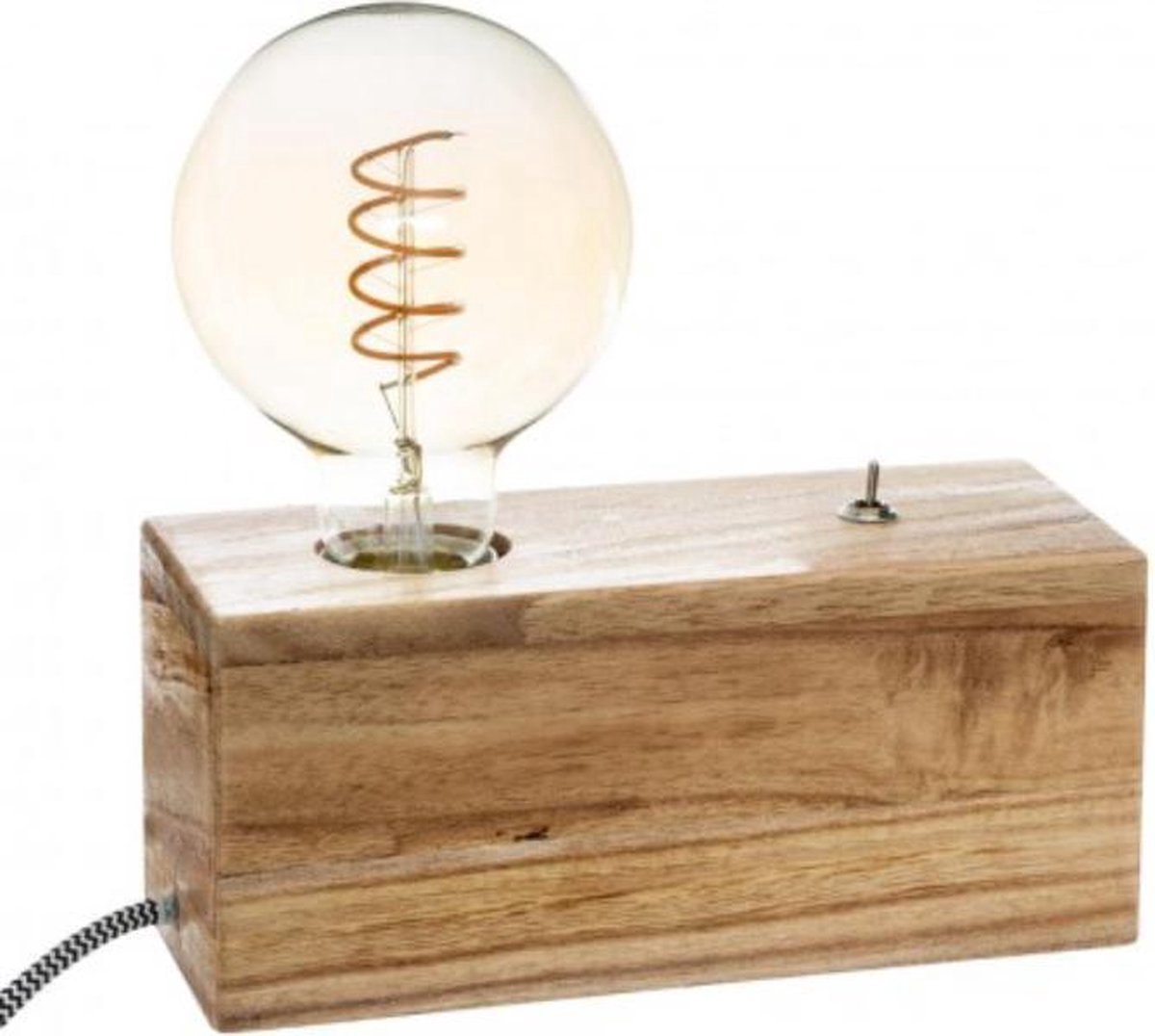 Tafellamp voet - Natuurlijke houten basis vintage Industri le stijl voor Gloeilamp