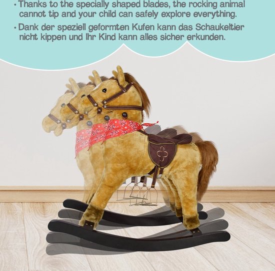 HOMCOM Hobbelpaard Voor Kinderen Baby Schommeldier Hert Met Dierengeluiden Speelgoed Handgrepen Voor 18 36~1288tsjdbn001