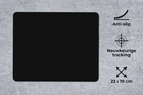 Muismat - Bureaumat onderlegger - Zwart - Effen kleur - Interieur - Kleuren - 23x19 cm - Muismat zwart - Mousepad - Bureau mat