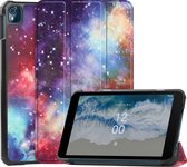 Case2go - Tablet Hoes geschikt voor Nokia T10 (2022) - 8 Inch - Tri-Fold Book Case - Met Stand Functie - Galaxy