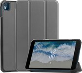 Case2go - Tablet Hoes geschikt voor Nokia T10 (2022) - 8 Inch - Tri-Fold Book Case - Met Stand Functie - Grijs