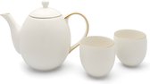 Bredemeijer - Service à thé en porcelaine de Canterbury - théière 1,2 litre + deux tasses + filtre à thé