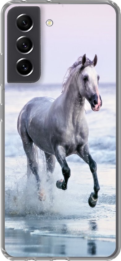 Coque Samsung Galaxy S21 FE - Cheval - Mer - Pastel - Coque de téléphone en Siliconen