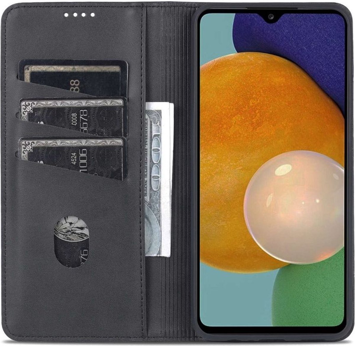 AZNS Hoesje Wallet Book Case Kunstleer Zwart Geschikt voor Samsung Galaxy A14