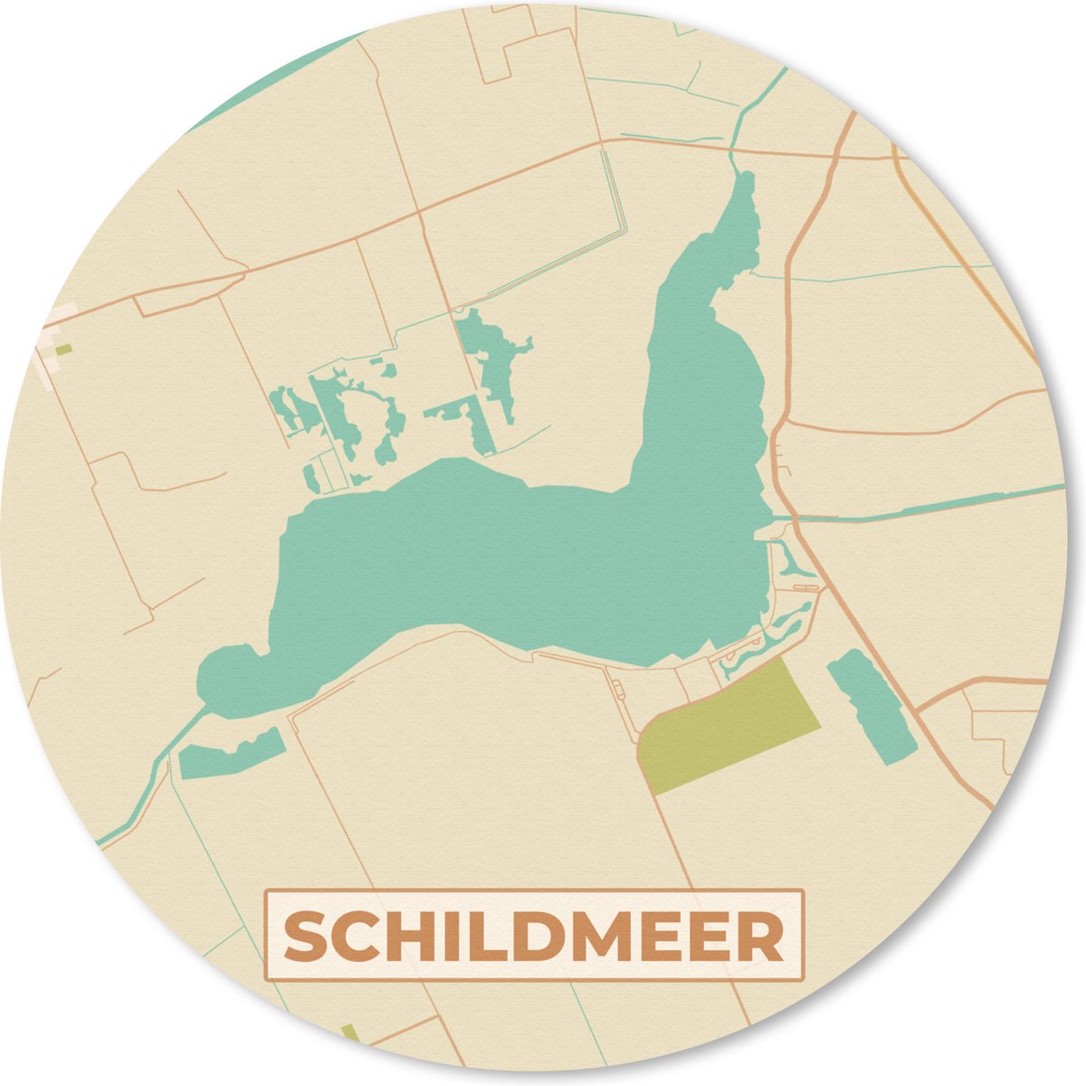 Muismat rond 30x30 cm - Mousepad Vintage - Plattegrond - Schildmeer - Kaart - Stadskaart - Ronde muismatten - Stadskaart