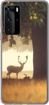 Geschikt voor Huawei P40 Pro hoesje - Hert - Bomen - Bos - Siliconen Telefoonhoesje