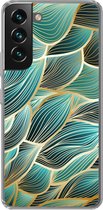 Geschikt voor Samsung Galaxy S22 hoesje - Patronen - Goud - Abstract - Golf - Siliconen Telefoonhoesje