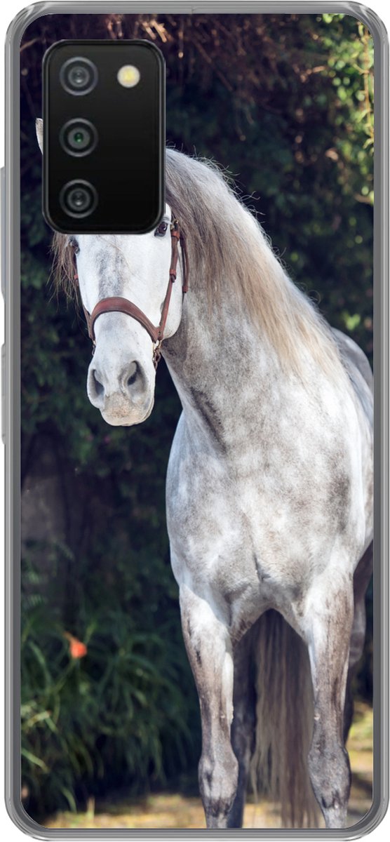 Telefoonhoesje Geschikt voor Samsung Galaxy A03s hoesje - Paard - Halster - Natuur - Siliconen Telefoonhoesje Telefoonhoesje