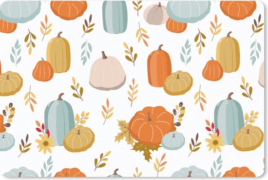 Muismat - Mousepad - Pompoen - Herfst - Patroon - 27x18 cm - Muismatten