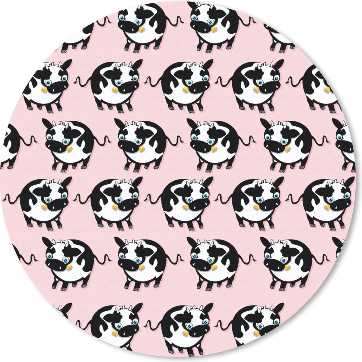 Muismat rond 50x50 cm - Mousepad Koe - Roze - Patronen - Ronde muismatten