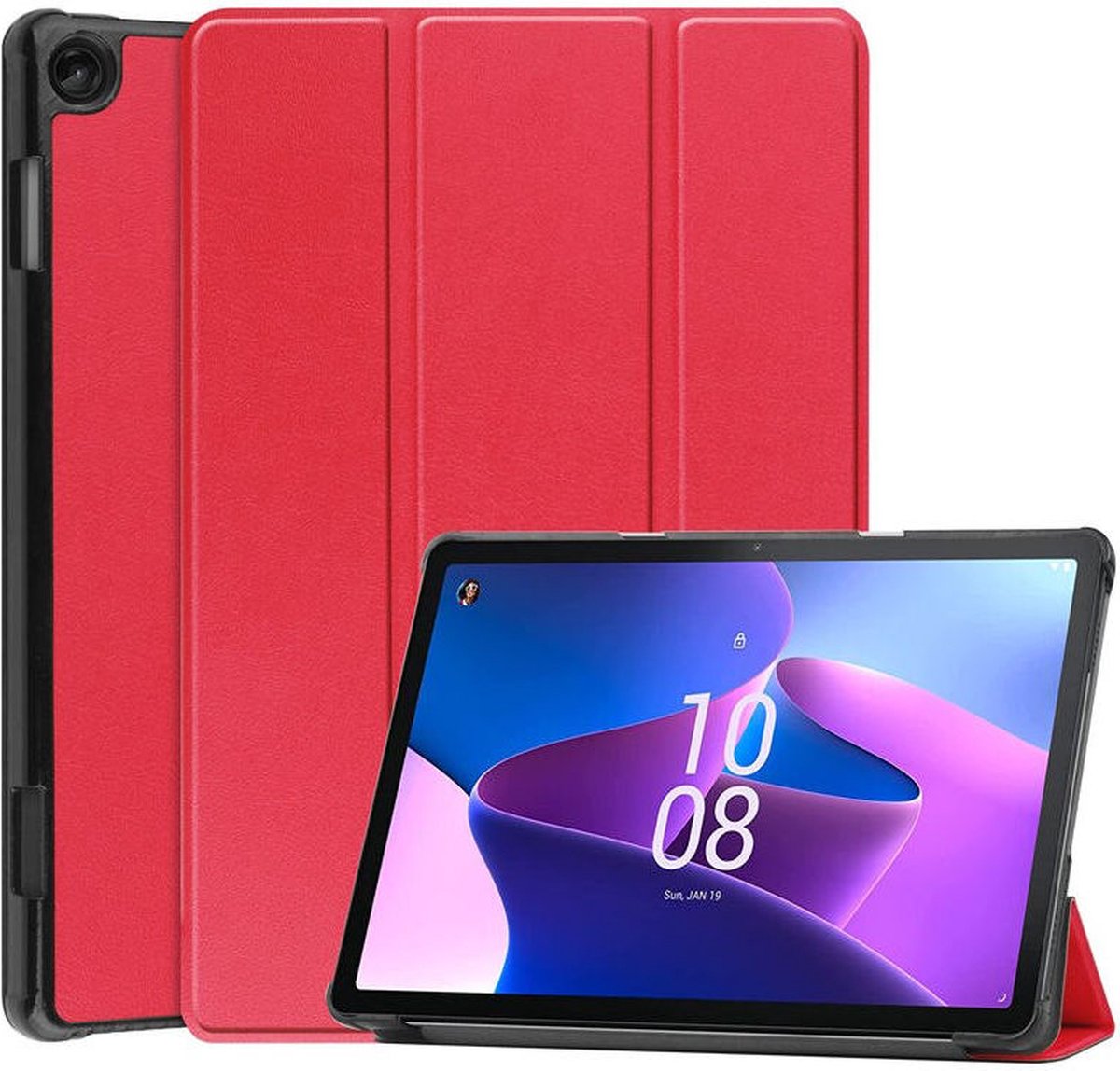 Tablet Hoes geschikt voor de Lenovo Tab M10 Gen 3 | Book Case met Standaard | Kunstlederen Beschermhoes | Tri-fold | Rood