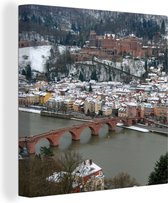 Vue du château de Heidelberg en toile d'hiver 2cm 90x90 cm - Tirage photo sur toile (Décoration murale salon / chambre)