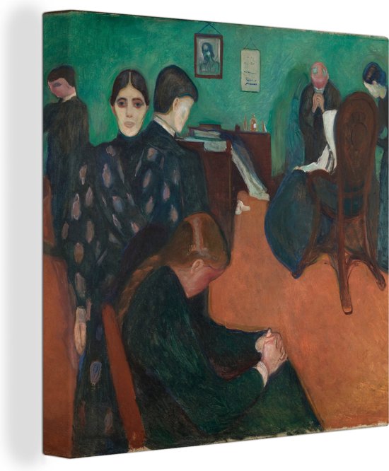 Canvas Schilderij Dood in de ziekenkamer - Edvard Munch - 90x90 cm - Wanddecoratie