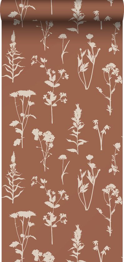 ESTAhome papier peint fleurs sauvages terre cuite - 139396 - 50 x 900 cm