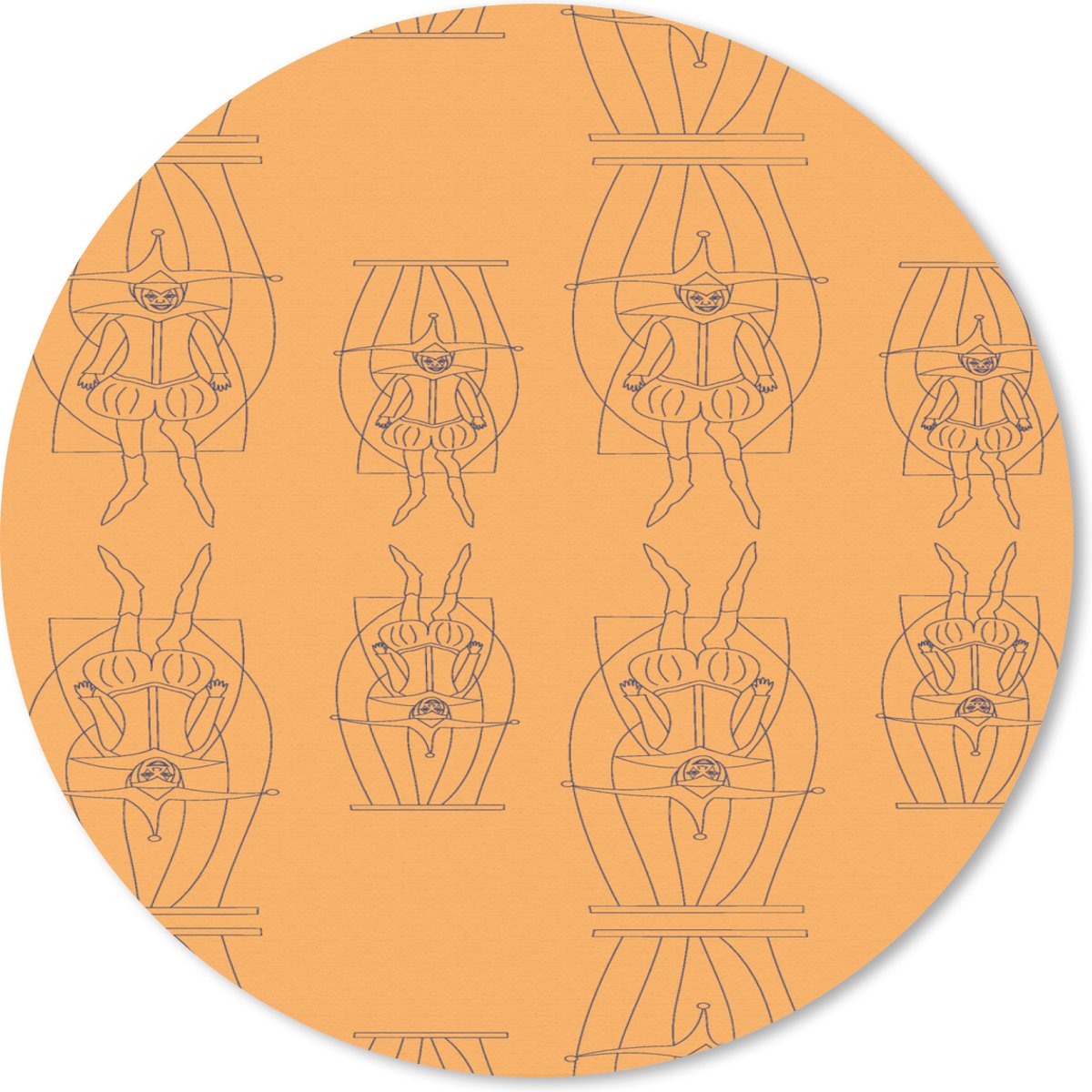 Muismat rond 50x50 cm - Mousepad Carnaval - Joker - Patronen - Ronde muismatten