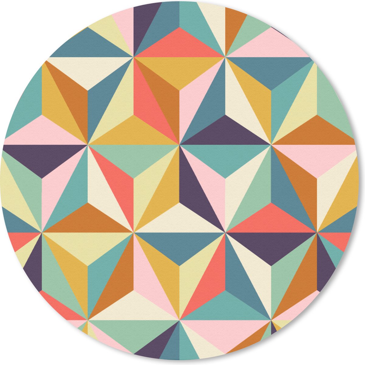 Muismat rond 30x30 cm - Mousepad Retro - Regenboog - 3D - Geometrie - Driehoek - Ronde muismatten