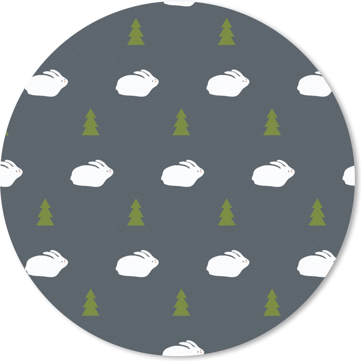 Muismat rond 20x20 cm - Mousepad Bomen - Konijn - Patroon - Ronde muismatten