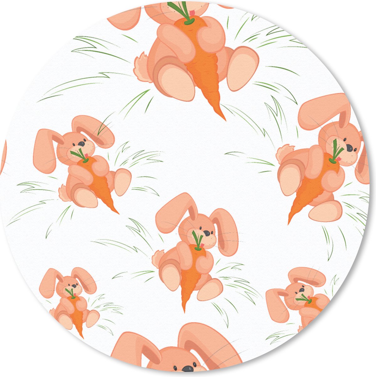 Muismat rond 30x30 cm - Mousepad Konijnen - Groente - Patronen - Ronde muismatten
