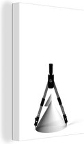 Tableau sur toile Une boussole avec un cône - noir et blanc - 120x180 cm - Décoration murale XXL