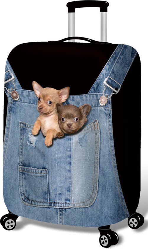 kofferhoes met 3d print Chihuahua in jeans - maat S - Voor hoogte 48 tot 53 cm